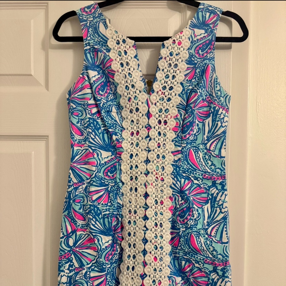 Lilly Pulitzer for Target Vibrant Blue and Pink Dress with White Lace